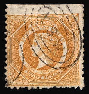 1883 8d New South Wales, Australia, Perforation 10, Yellow