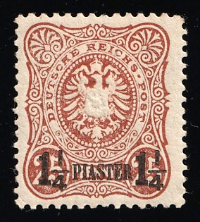 1884 1.25pia on 25pf German Offices in Turkey, Germany