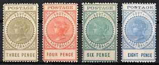 1906-09 South Australia, British Colonies, Thick 'POSTAGE'