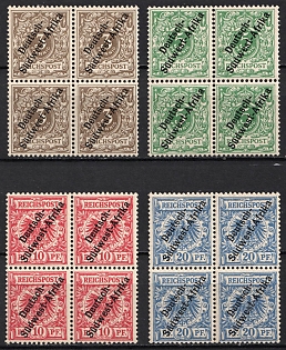1897-99 South West Africa, German Colonies, Germany, Complete Set, Blocks of Four, Signed
