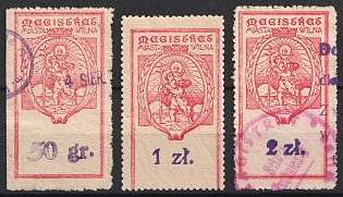 Poland Wilno, Municipal Revenue Stamps, Cinderella, Non-Postal Stamps