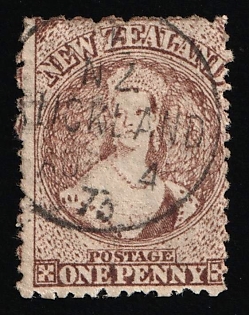 1872-73 1d New Zealand, British Colonies, Perforation 12.5, SHIFTED Perforation, Auckland Postmark