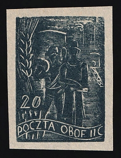 20f Woldenberg, Poland, POCZTA OB.OF.II C, WWII Camp Post, Signed, Proof