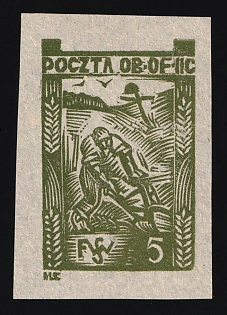 5f Woldenberg, Poland, POCZTA OB.OF.II C, WWII Camp Post, Signed, Proof