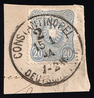 1884 20pf German Offices in Turkey on piece, Germany, Forerunner, Constantinople Postmark