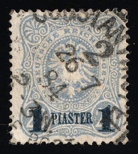 1884 1pia on 20pf German Offices in Turkey, Germany, Blue Overprint, Signed