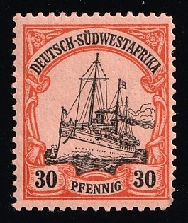 1901 30pf South West Africa, German Colonies, Kaiser’s Yacht, Germany