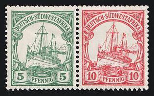 1913-14 South West Africa, German Colonies, Kaiser’s Yacht, Germany, Se-tenant