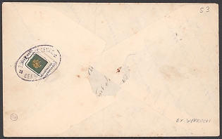 1901 Zolotonosha Zemstvo (Poltava Province), Cover from district to Zolotonosha "Zolotonosha District Assembly", franked with 2k (Zolotonosha), canceled by violet oval "ЗОЛОТОНОШСК. ЗЕМСК. / СЕЛЬСК. ПОЧТЫ" (ШГ2) Zolotonosha zemstvo postmark