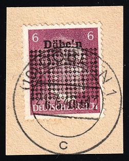 1945 6pf Dobeln on piece, Germany Local Post