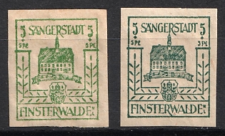 1946 5pf Finsterwalde, Germany Local Post, Blackish Emerald-Green and Blackish Bluish-Green Colors