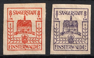 1946 8pf Finsterwalde, Germany Local Post, Yellowish Red and Dark Blue-Violet Colors