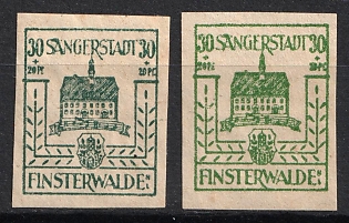 1946 30pf Finsterwalde, Germany Local Post, Blackish Emerald-Green and Blackish Bluish-Green Colors