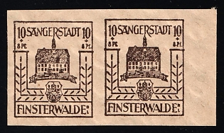 1946 10pf Finsterwalde, Germany Local Post, Marginal Pair, Image of right stamp higher than left stamp