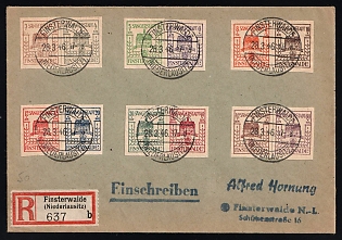 1946 (28 Mar) Finsterwalde, Germany Local Post, Registered Cover locally addressed in Finsterwalde with registration label and blue registration handstamp franked with complete set of 3pf - 60pf