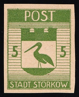 1946 5pf Storkow (Mark), Germany Local Post, Imperforate