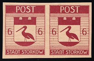 1946 6pf Storkow (Mark), Germany Local Post, Imperforate Pair