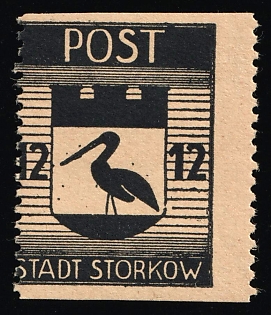 1946 12pf Storkow (Mark), Germany Local Post, Horizontally Imperforate