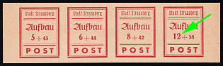 1946 Strausberg (Berlin), Germany Local Post, Imperforate Marginal Se-tenant, Wide '2' in '12'