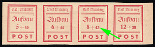 1946 Strausberg (Berlin), Germany Local Post, Imperforate Marginal Se-tenant, Wide '2' in '42'