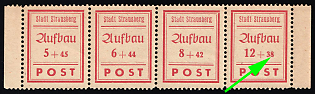 1946 Strausberg (Berlin), Germany Local Post, Marginal Se-tenant, Small '8' in '38'