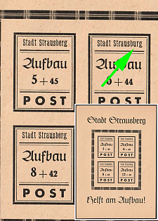 1946 Strausberg (Berlin), Germany Local Post, Souvenir Sheet, Type I, 'Strausburg' instead of 'Strausberg'
