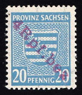 1946 4pf on 20pf Wittenberg-Lutherstadt, Germany Local Post, Signed