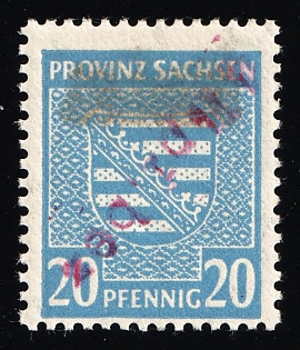 1946 4pf on 20pf Wittenberg-Lutherstadt, Germany Local Post, Signed, INVERTED Overprint