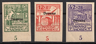1946 Dessau, Germany Local Post, Unofficial Issue, Complete Set, Imperforate, Margins, Plate Numbers, Signed