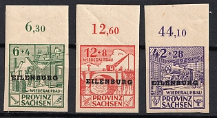 1946 Eilenburg (Saxony), Germany Local Post, Unofficial Issue, Complete Set, Margins, Plate Numbers