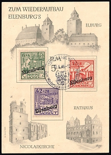 1946 Eilenburg (Saxony), Germany Local Post, Unofficial Issue, Complete Set, Souvenir Card