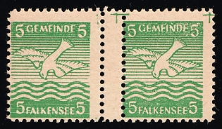 1945 5pf Falkensee (Berlin), Germany Local Post, Unofficial Issue, Gutter-Pair