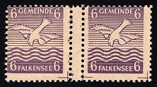 1945 6pf Falkensee (Berlin), Germany Local Post, Unofficial Issue, Gutter-Pair