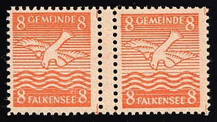 1945 8pf Falkensee (Berlin), Germany Local Post, Unofficial Issue, Gutter-Pair