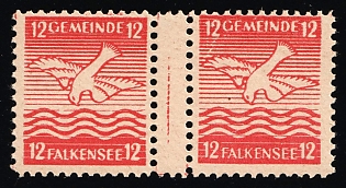 1945 12pf Falkensee (Berlin), Germany Local Post, Unofficial Issue, Gutter-Pair
