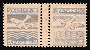 1945 20pf Falkensee (Berlin), Germany Local Post, Unofficial Issue, Gutter-Pair