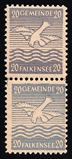 1945 20pf Falkensee (Berlin), Germany Local Post, Unofficial Issue, Se-tenant, Dark Blue and Dull Blue Colors