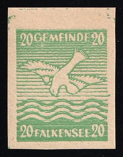1945 20pf Falkensee (Berlin), Germany Local Post, Unofficial Issue, Imperforate, Green Color instead of Dark Blue Color, Margin