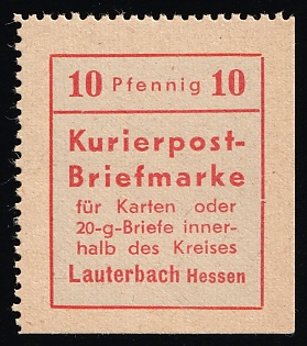 1945 10pf Lauterbach (Hesse), Germany Local Post, Unofficial Issue