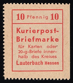 1945 10pf Lauterbach (Hesse), Germany Local Post, Unofficial Issue