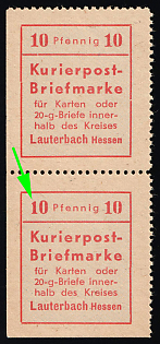 1945 10pf Lauterbach (Hesse), Germany Local Post, Unofficial Issue, Pair, Different '1' in '10' at top left