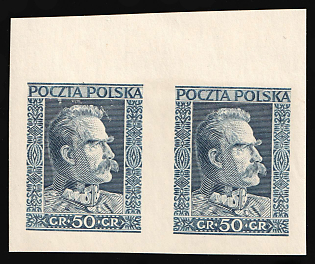 1928 50gr Poland, Pair, Imperforate