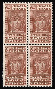 1928 25gr Poland, Complete Set, Block of Four