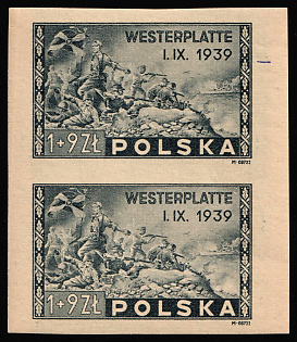 1945 1 + 9zl Poland, Pair, Imperforate