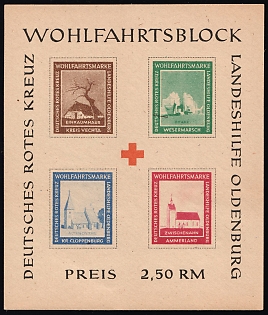 1948 Oldenburg, Germany Local Post, Unofficial Issue, Souvenir Sheet, Imperforate
