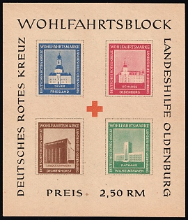 1948 Oldenburg, Germany Local Post, Unofficial Issue, Souvenir Sheet, Imperforate