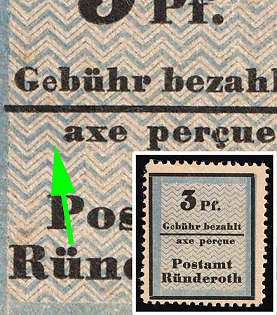 1945 3pf Runderoth (Rheinland), Germany Local Post, Unofficial Issue, Unissued Stamp, 'axe' instead of 'Taxe'