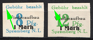 1946 Spremberg (Lower Lusatia), Germany Local Post, Unofficial Issue, Complete Set, Imperforate, 'G' von 'Gebuhr' compressed on left
