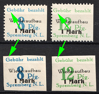 1946 Spremberg (Lower Lusatia), Germany Local Post, Unofficial Issue, Complete Sets, 'G' von 'Gebuhr' flattened at the top