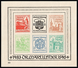 1946 Wittenberg-Lutherstadt, Germany Local Post, Unofficial Issue, Souvenir Sheet